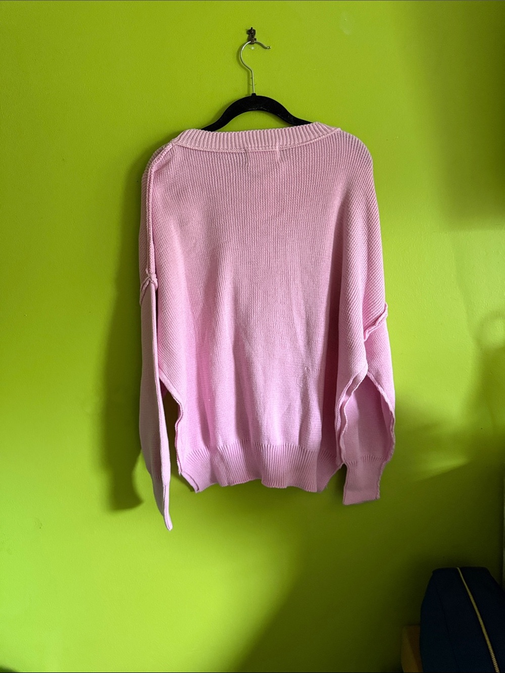 Simply Southern Pink Crewneck Sweater with Flag Patch - Picture 2 of 5